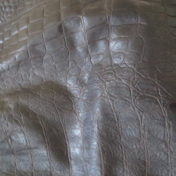 ANNE KLEIN BLACK LEATHER ALLIGATOR PRINT MINI SKIRT 8 - Picture 7 of 7